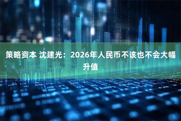 策略资本 沈建光：2026年人民币不该也不会大幅升值