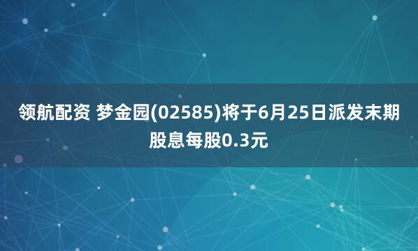领航配资 梦金园(02585)将于6月25日派发末期股息每股0.3元